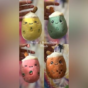 4 Boba Drink Plushies